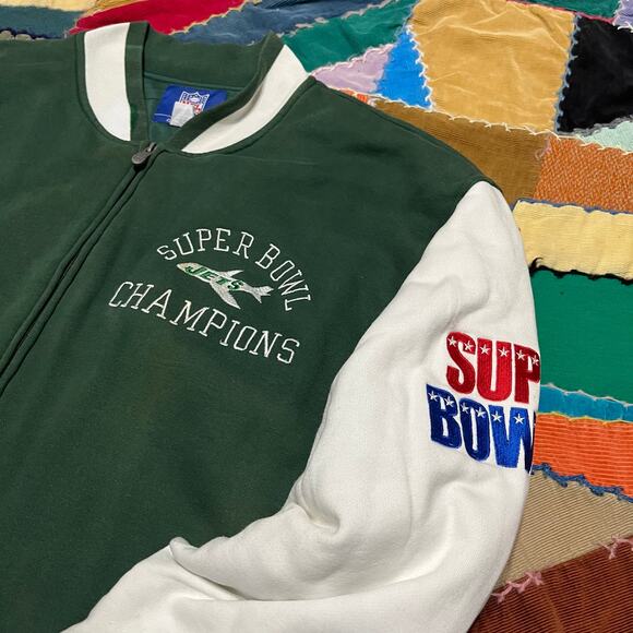 New York Jets REEBOK Super Bowl Champs Green Varsity Jacket XL - Picture 3 of 8